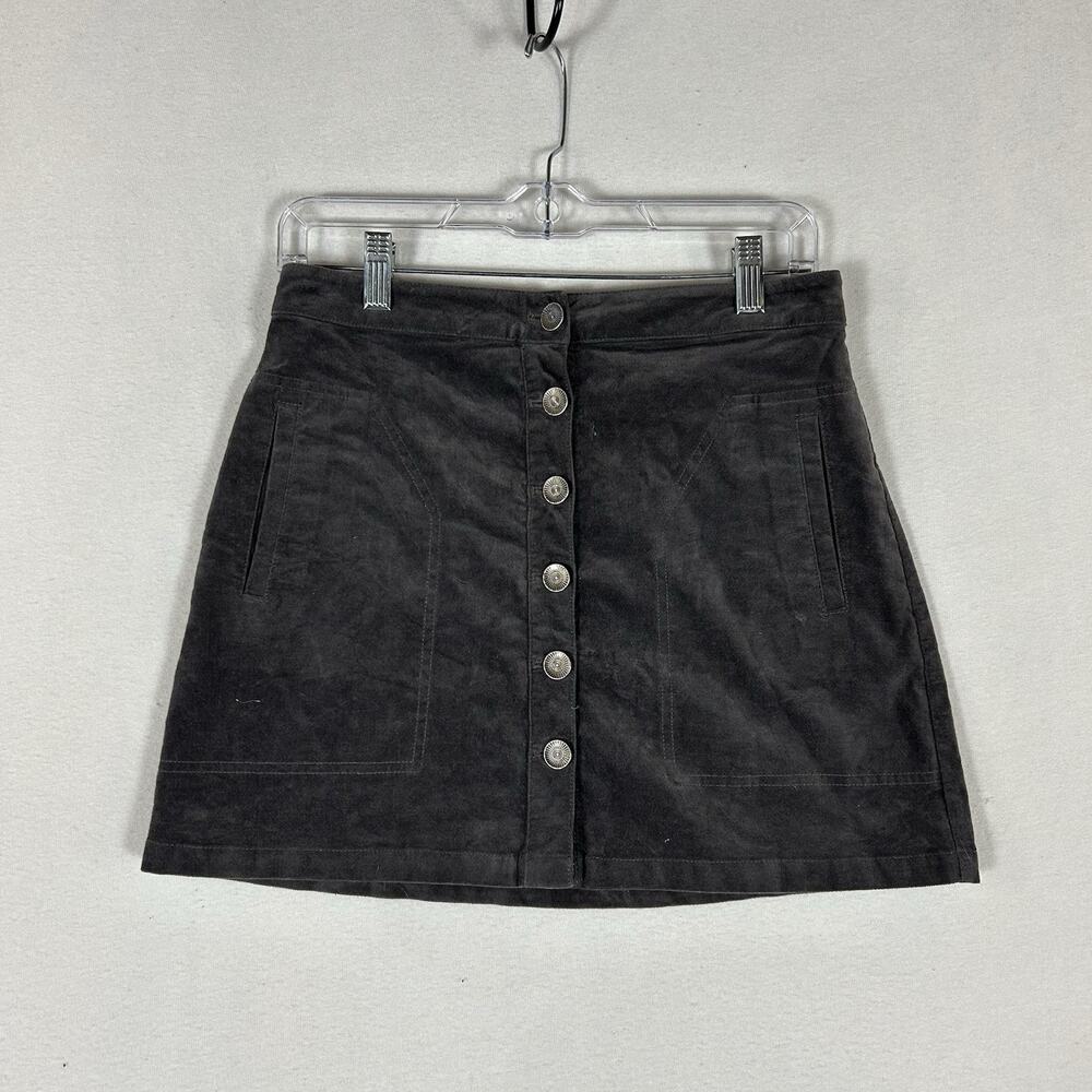 Forever 21 Corduroy Velour Mini Skirt Button Front Womens Medium Short A-line